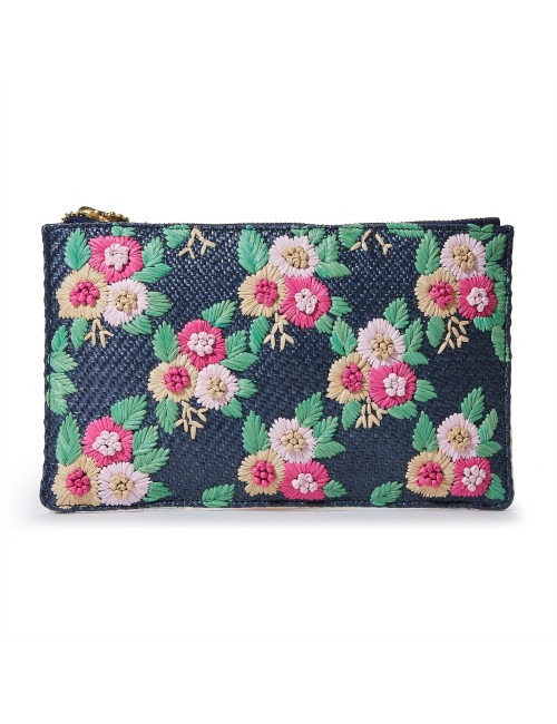 MIDNIGHT BOUQUET EMBROIDERY LARGE POUCH MIDNIGHT BOUQUET EMBROIDERY LARGE POUCH